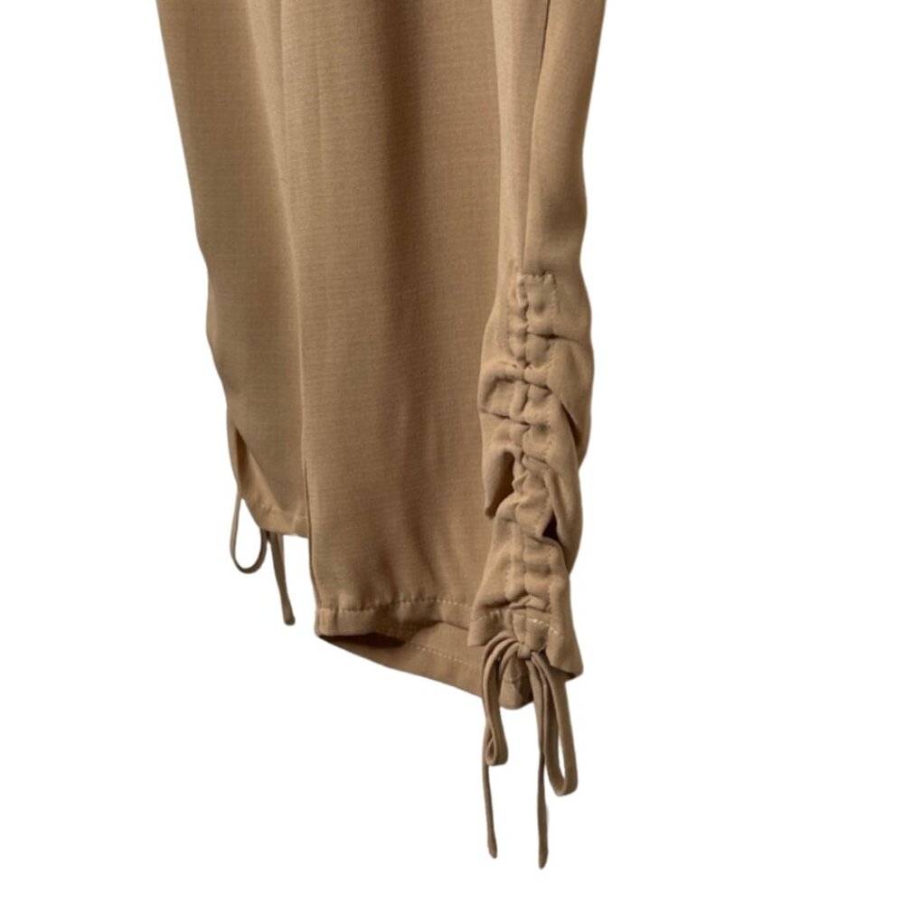 VENUS | Lightweight Camel Elastic Waist Cargo Ankle Pants | Size L - Picture 6 of 13